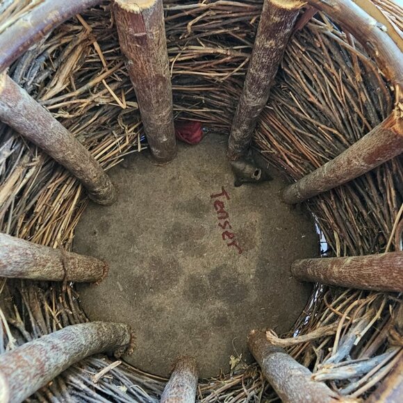 Tenser Handmade Rustic Twig & Wicker Basket With Wooden Supports - Picture 3 of 9